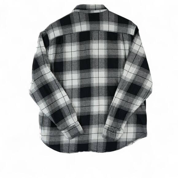 Old Navy Shirt Mens XL Black Gray Plaid Flannel Double Brushed Casual Cozy Fall - Picture 3 of 6